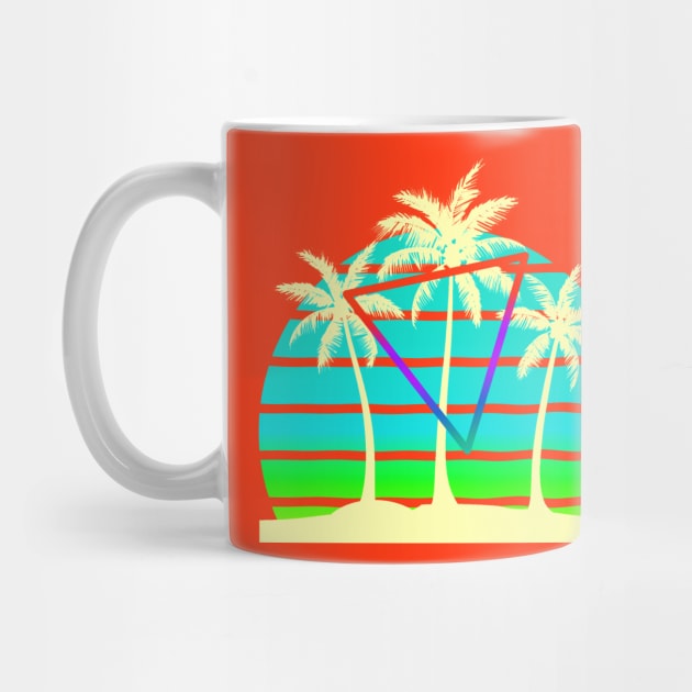 *0s Retro Beach Palm trees Sunset by AlondraHanley